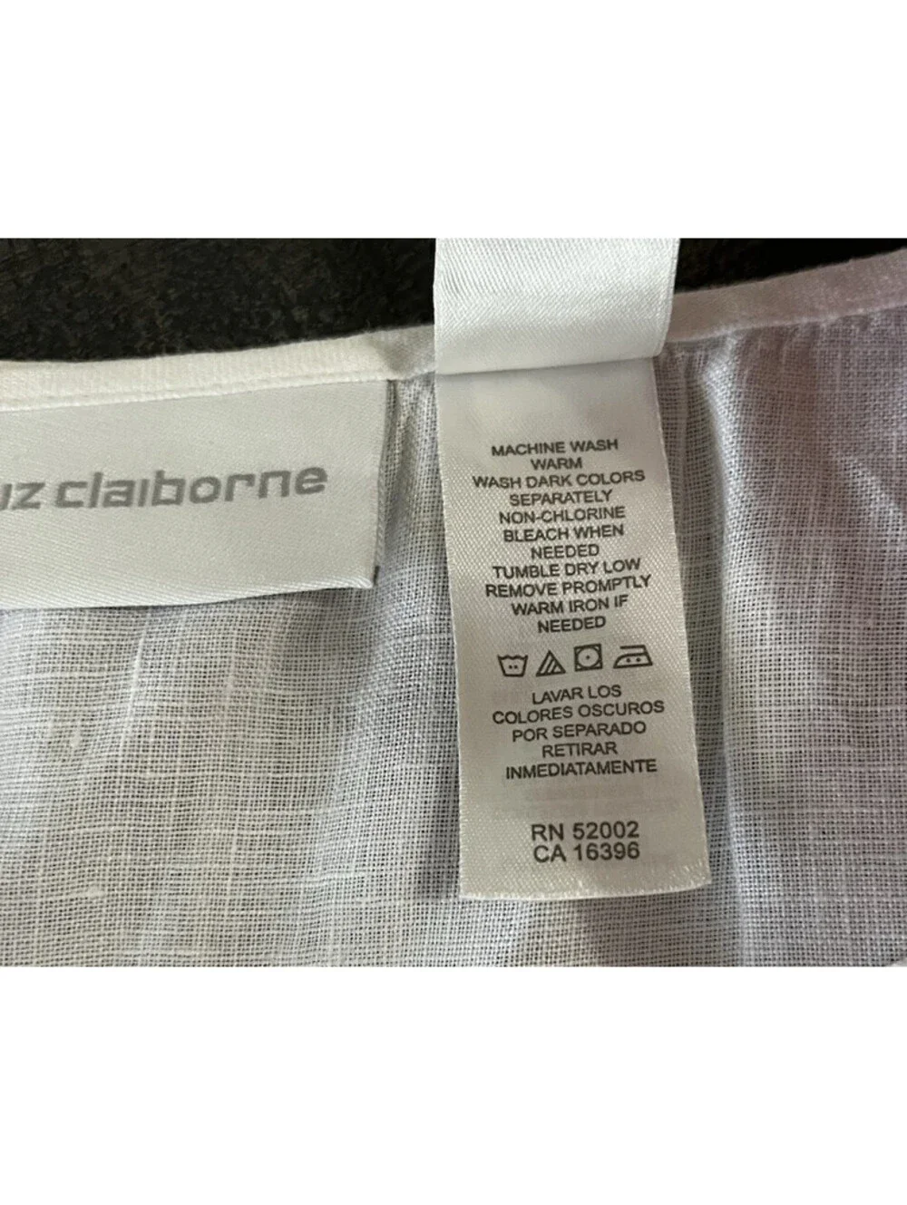 Liz Claiborne White Linen Women's Sleeveless Blouse Large Top